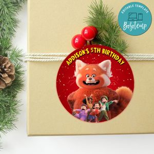 Turning Red Circle Sticker Template Customizable to Print at Home Instant Download