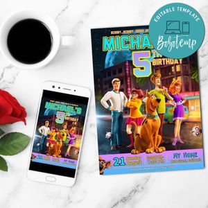 Scoob Birthday Party Mobile Invite Customizable Template Instant Download