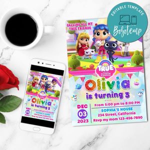 True and the Rainbow Kingdom Birthday Invitation Customizable Template to Print at Home Instant Download