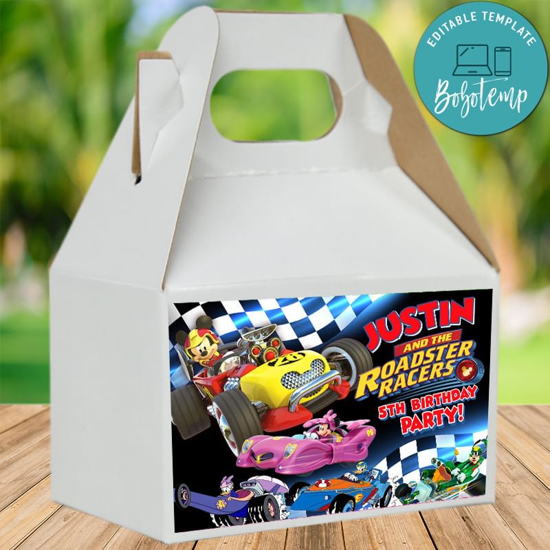 Mickey Roadster Racers Gable Box Label Digital File Printable DIY | Bobotemp