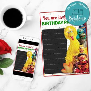 Sesame Street Fill In The Blank Mobile Invite Customizable Template Instant Download