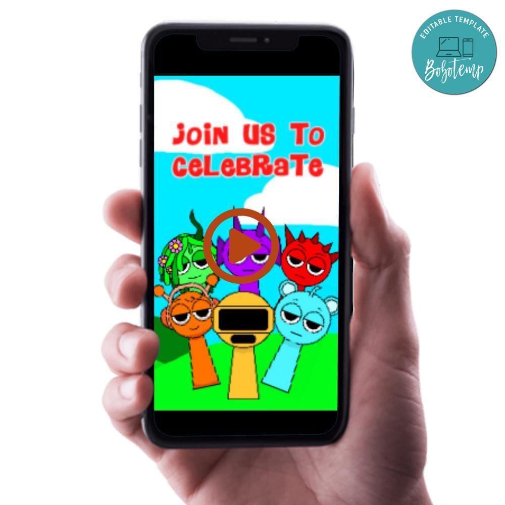Sprunki Video Invitation Digital Template Customizable Instant Download