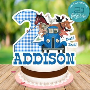 Little Blue Truck Cake Topper Template Printable Instant Download