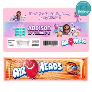 Gabby Dollhouse Airhead Candy Wrapper Template Printable Instant Download