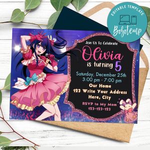 Oshi no ko Birthday Invitation Customizable Template to Print at Home Instant Download