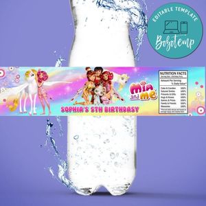 Mia and Me Birthday Water Bottle Label Template to Print at Home Instant Download