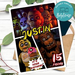 Five Nights at Freddy Personalized Birthday Card