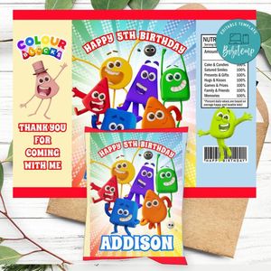 Colourblocks Birthday Chip Bag Label Customizable Instant Download