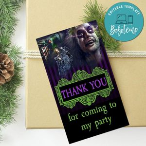 Beetlejuice 2 Thank You Tag Customizable Template To Print At Home Instant Download
