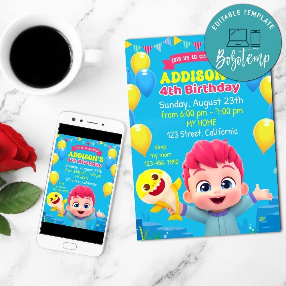 Bebefinn Mobile Invite Customizable Template Instant Download