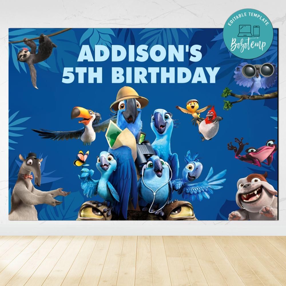 Rio 2 Birthday Backdrop Digital File Template | Bobotemp