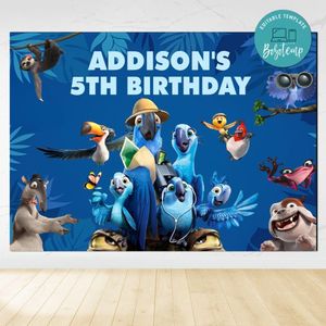 Rio 2 Birthday Backdrop Digital File Template Instant Download