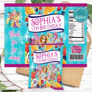 Princess Palace Pets Birthday Party Fruit Snack Bag Digital File Printable Instant Download