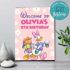 Daisy Duck Birthday Welcome Sign Digital File Printable Instant Download