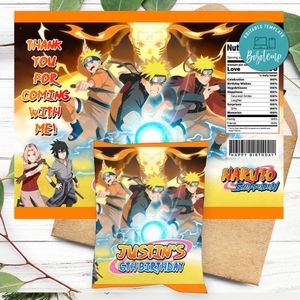 Naruto shippuden Birthday Party Chip Bag Digital File Printable Instant Download