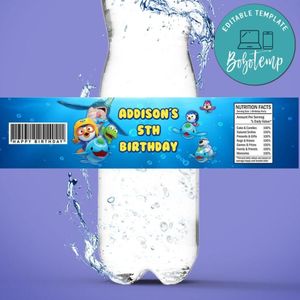 Pororo Birthday Water Bottle Label Template to Print at Home Instant Download