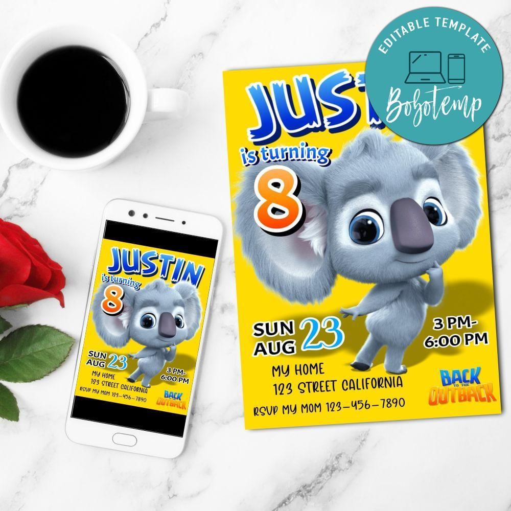 Back To The Outback Mobile Invite Customizable Template Instant Download