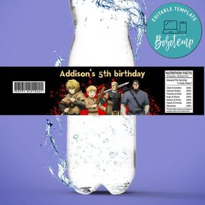 Vinland saga Birthday Water Bottle Label Template to Print at Home Instant Download