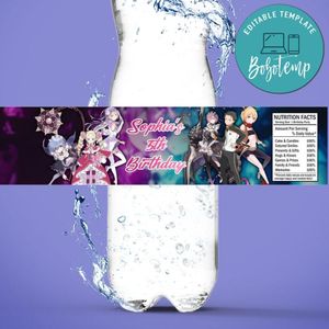 Re:Zero Birthday Water Bottle Label Template to Print at Home Instant Download