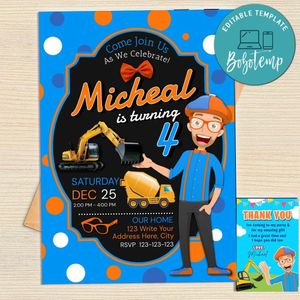 Blippi Invitation Template Free Thank You Card Printable
