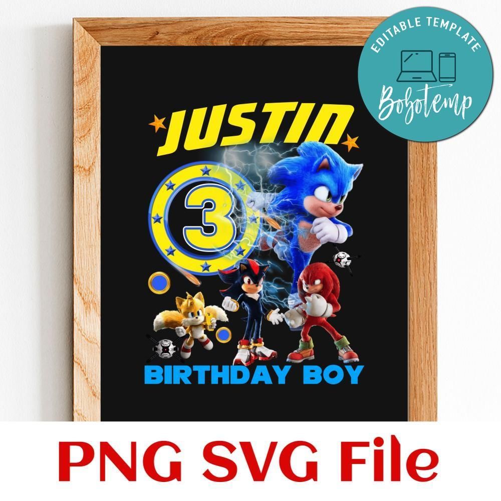 Sonic Birthday 3 Customer request PNG file template