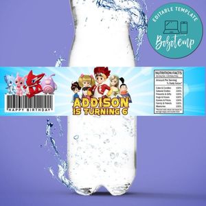 Monkart Birthday Water Bottle Label Template to Print at Home Instant Download