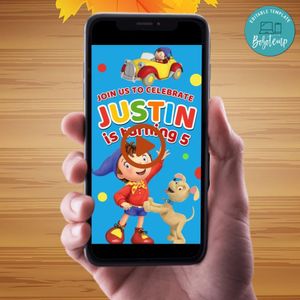 Noddy Birthday Video Invitation Digital Template Customizable Instant Download