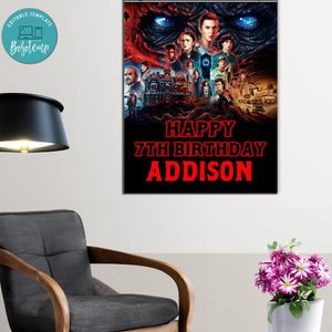 Stranger Thing 4 Birthday Poster Digital File Printable Instant Download