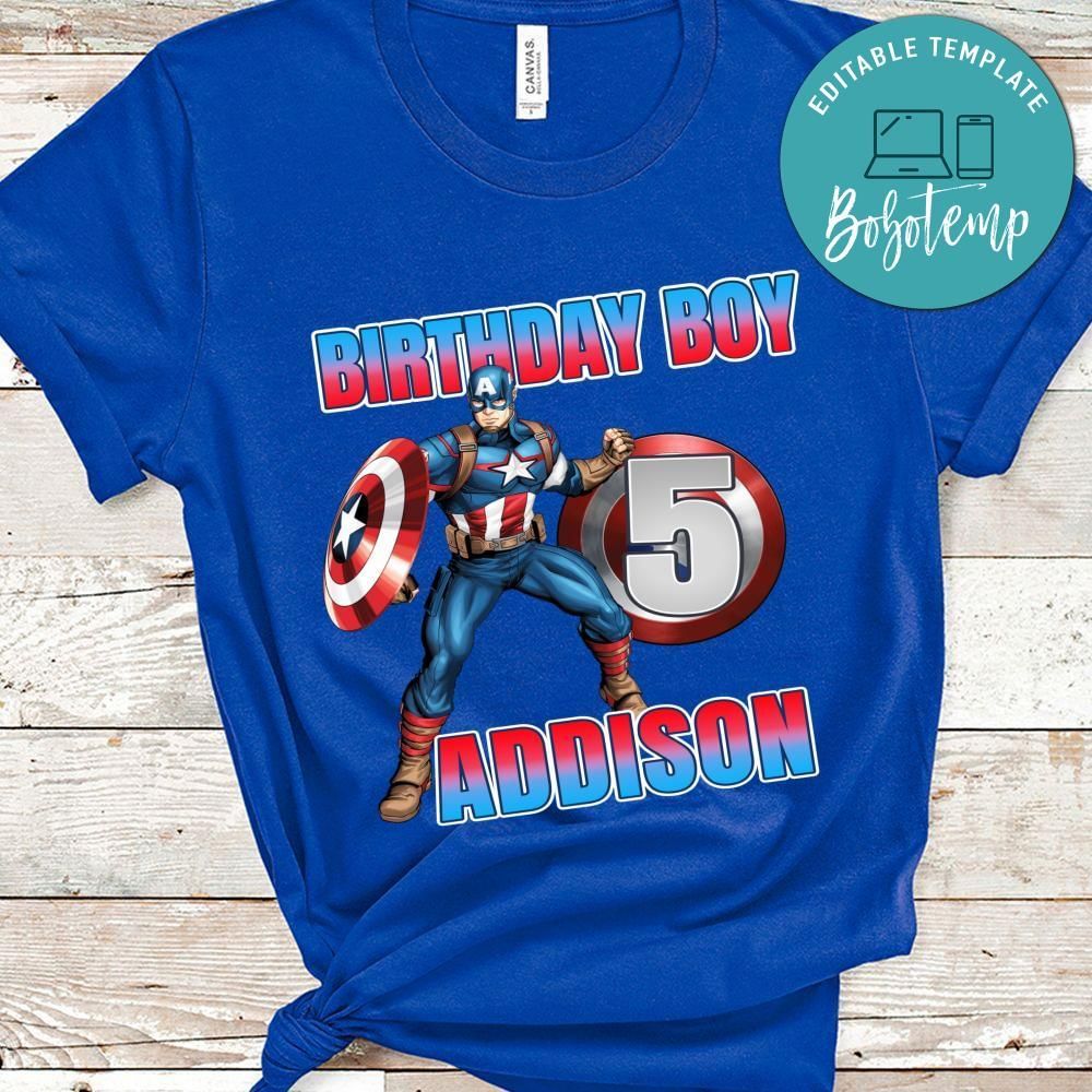 Captain America Birthday Boy PNG file template