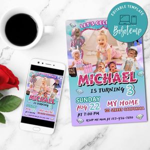 Girl Roblox Invitation With Photo Customizable Template to Print at Home Instant Download