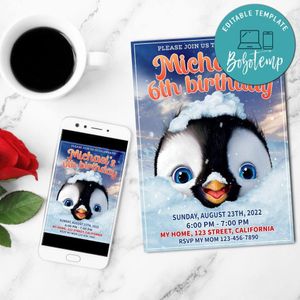 Happy Feet 2022 Digital Invitation Customizable Template to Print at Home Instant Download