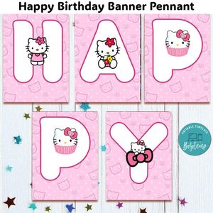 Hello Kitty Banner Pennant Digital File Template Instant Download