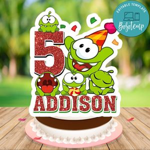 Om nom Cake Topper Template Printable Instant Download