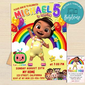 Nina Cocomelon Invitation Template Free Thank You Card Printable