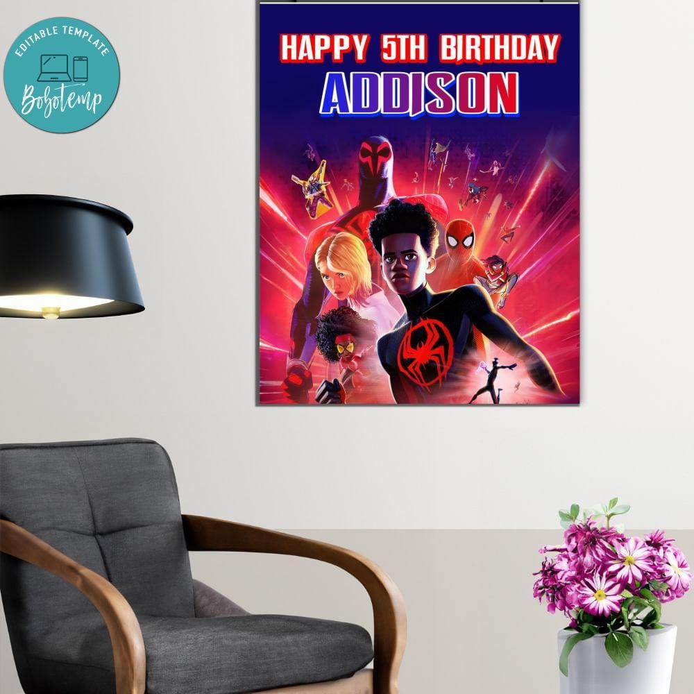 Spiderman Spiderverse Birthday Welcome Sign Digital File Printable DIY ...