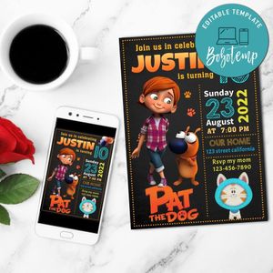 Pat The Dog Mobile Invite Customizable Template Instant Download