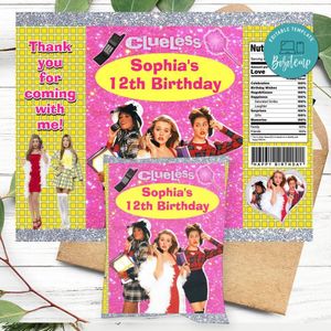 Clueless Birthday Party Chip Bag Digital File Printable Instant Download