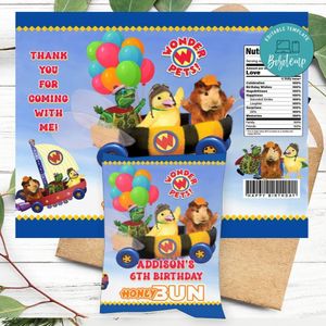 Wonder Pets Birthday Honey Buns Snack Bag Label Customizable Instant Download