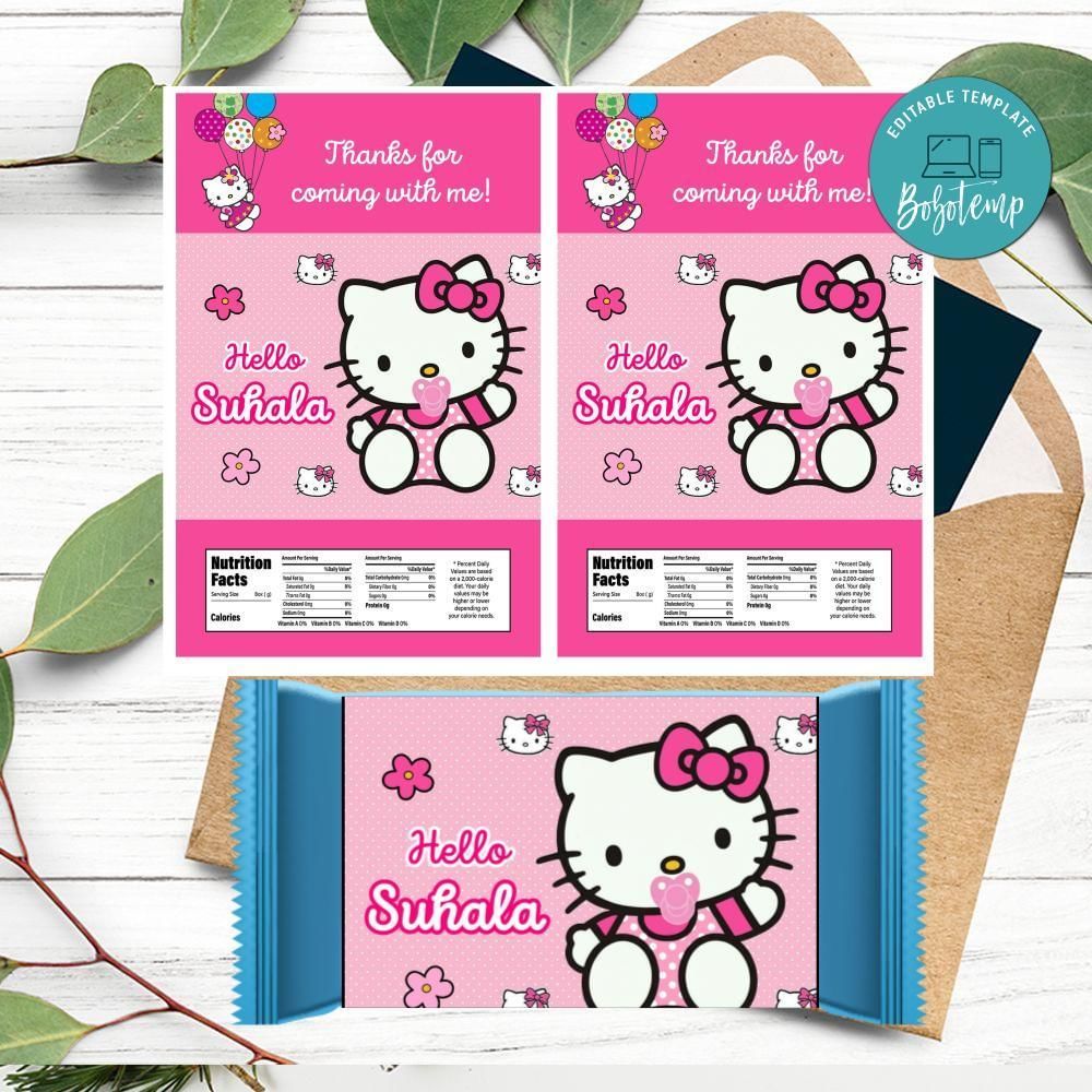 Hello Kitty Baby Shower Rice Krispies Treats Printable Instant Download