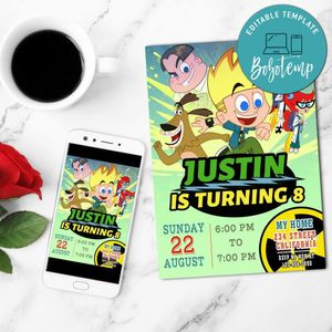Johnny Test Birthday Flyer Customizable Template to Print at Home Instant Download