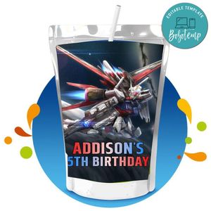 Gundam Capri Sun Birthday Labels Digital File Printable Instant Download