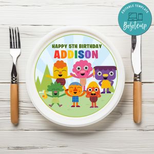 Noodle & Pals Birthday Plate Template Customizable To Print At Home Instant Download