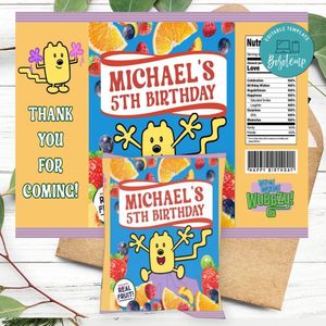 Wow Wow Wubbzy Birthday Party Fruit Snack Bag Digital File Printable Instant Download