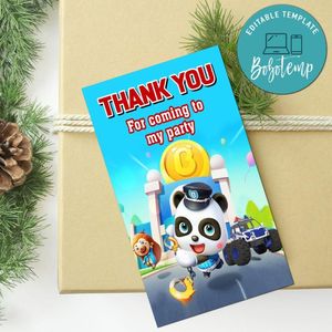 Babybus Police Thank You Tag Customizable Template To Print At Home Instant Download
