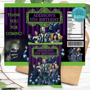 Beetlejuice 2 Birthday Party Chip Bag Digital File Printable Instant Download