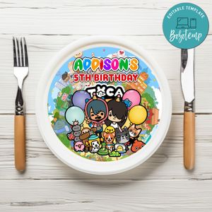 Toca Boca Birthday Plate Template Customizable To Print At Home Instant Download