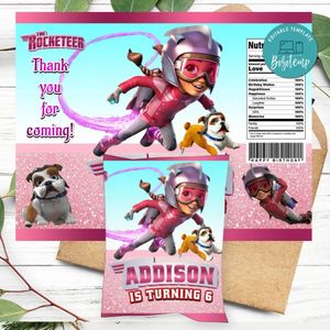 Rocketeer Birthday Party Chip Bag Digital File Printable Instant Download