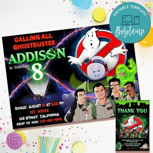 Ghostbusters Invitation Template Free Thank You Card Printable
