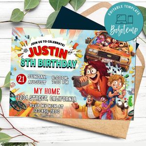 The Mitchells vs the Machines Invitation Customizable Template to Print at Home Instant Download