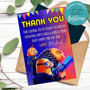 Despicable Me 4 Thank You Card Customizable Template To Print At Home Instant Download